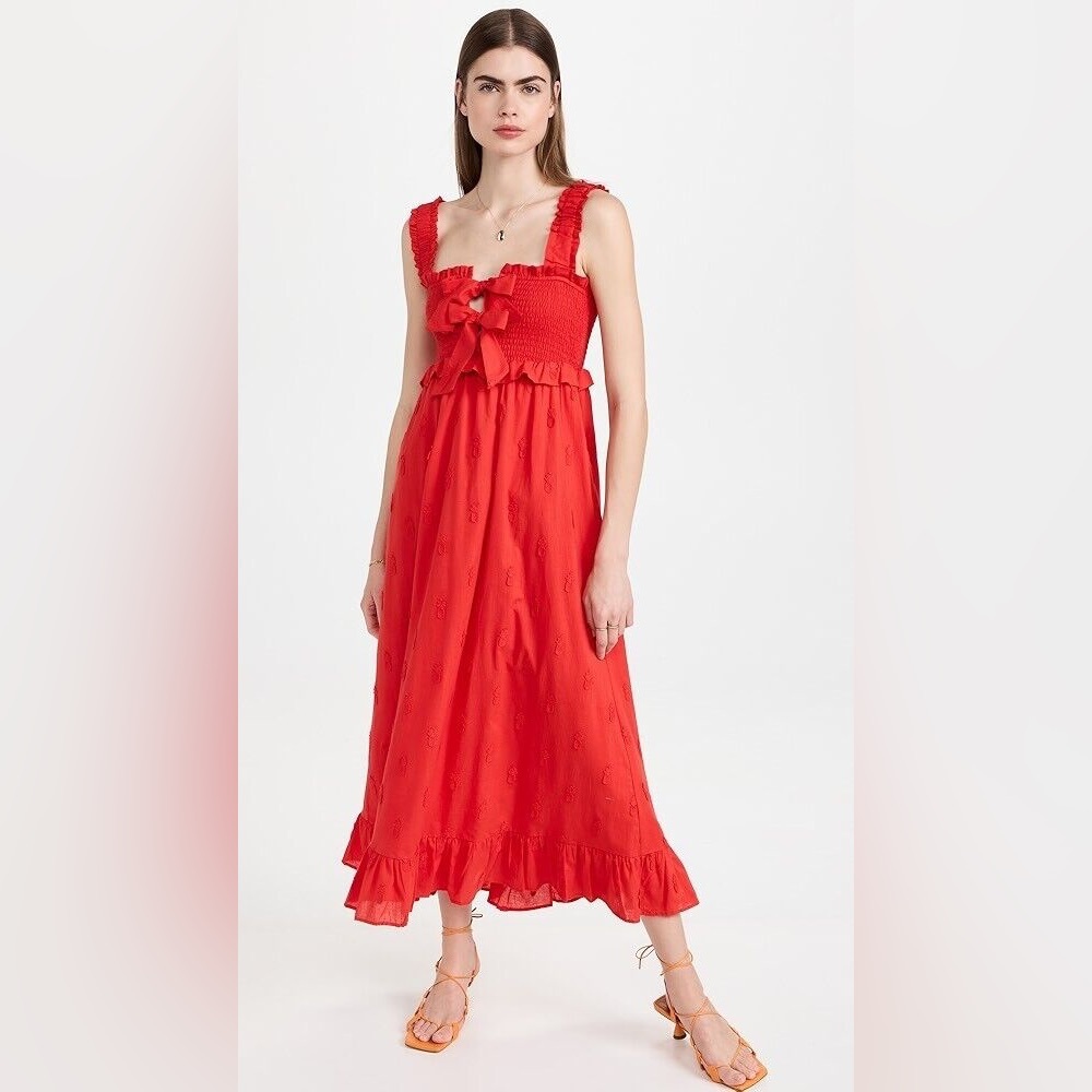 Farm Rio 3D Red Pineapple Maxi Dress